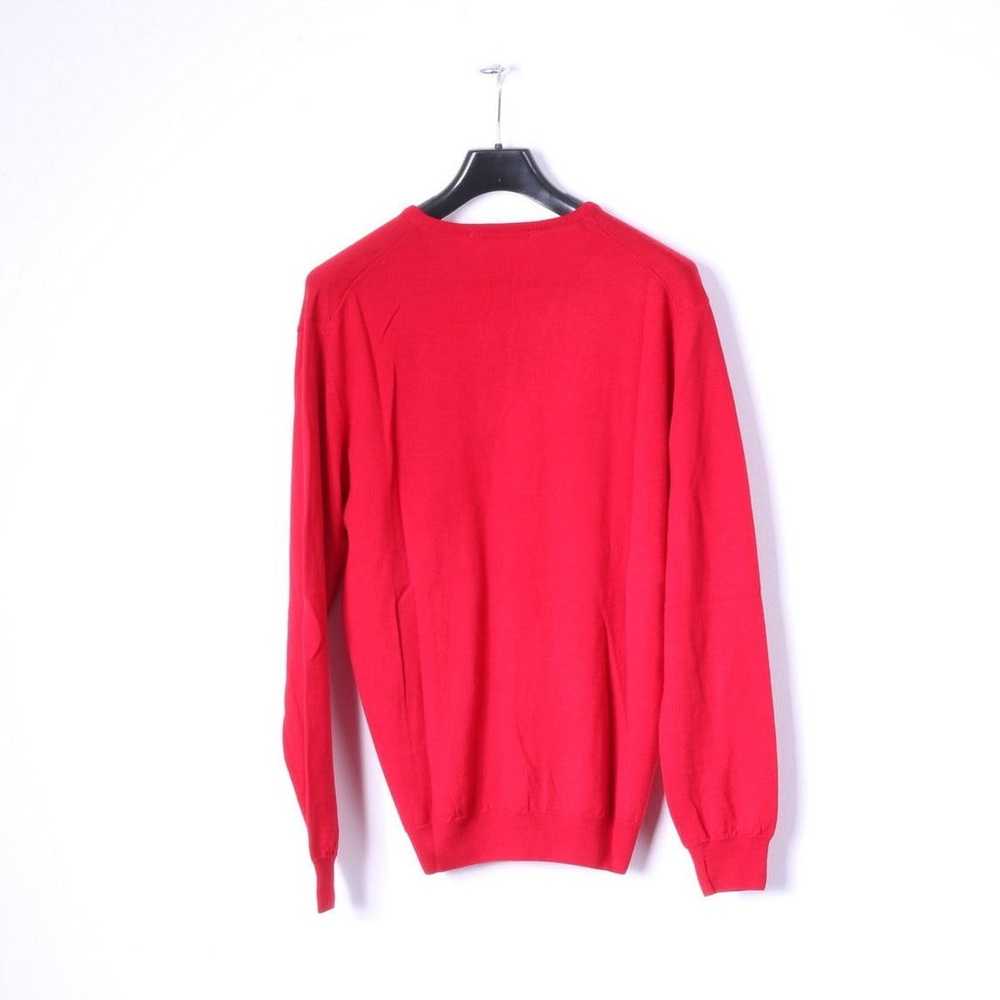 Vintage BECOME Men L Jumper Red 100% Wool Soft V … - image 6