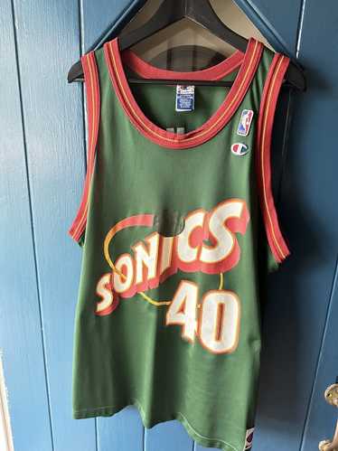 Vintage Shawn Kemp Champion Seattle Sonics Jersey Shirt NBA Size L