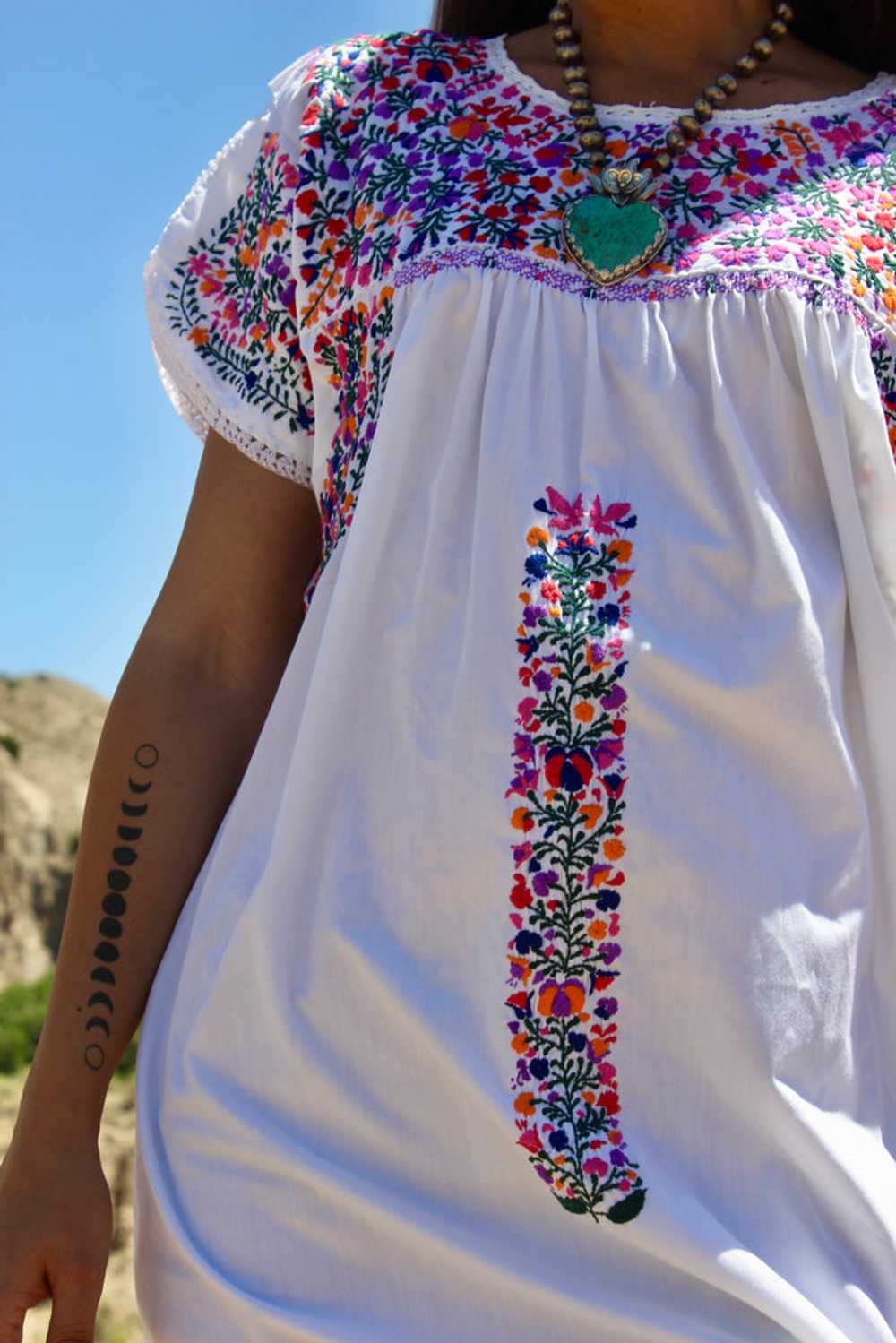 Vintage Hand Embroidered Oaxacan Maxi Dress Large - image 3