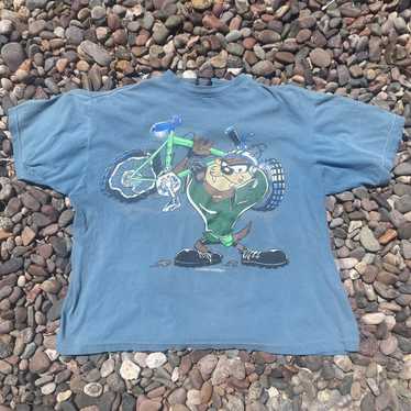 Rare × Streetwear × Vintage 1994 Taz Biker T-Shir… - image 1
