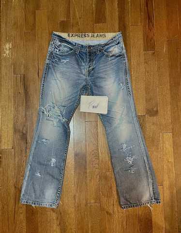 Express × Vintage Custom Distressed Bootcut Jeans