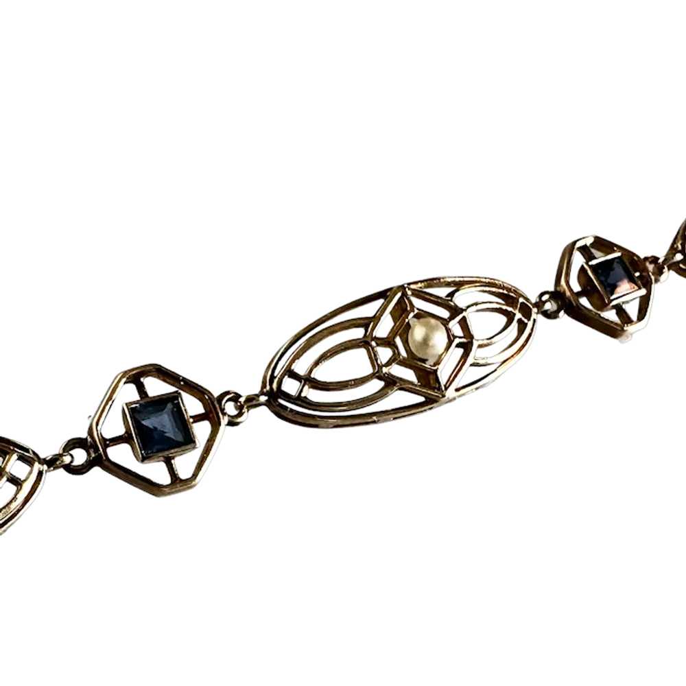 14K YG Sapphire & Pearl Bracelet - image 2