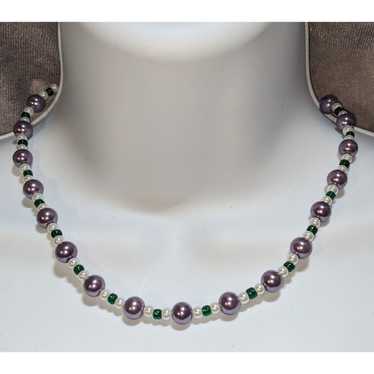 Other Purple White And Green Pearl Necklace - image 1