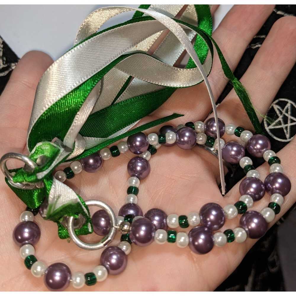 Other Purple White And Green Pearl Necklace - image 2