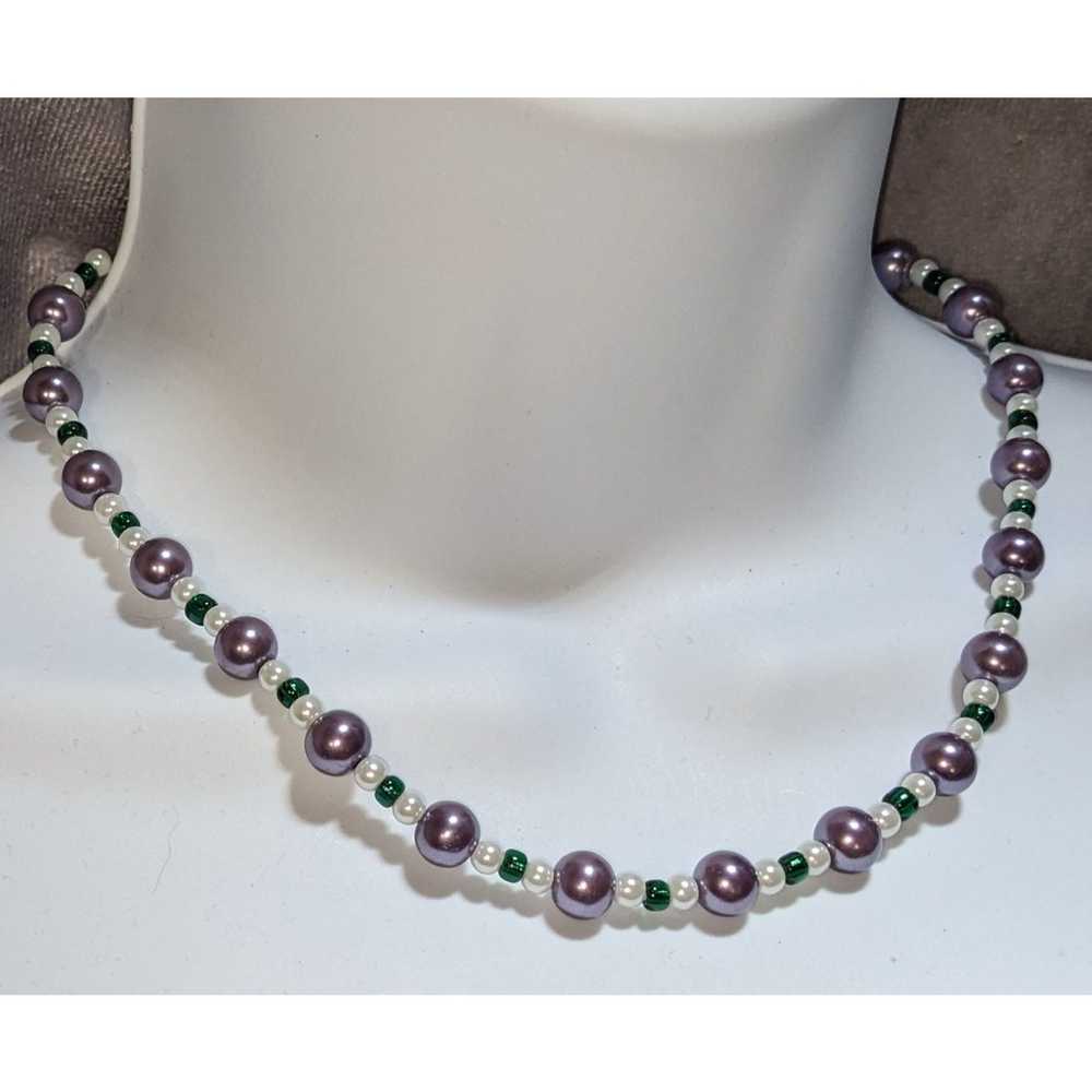 Other Purple White And Green Pearl Necklace - image 3