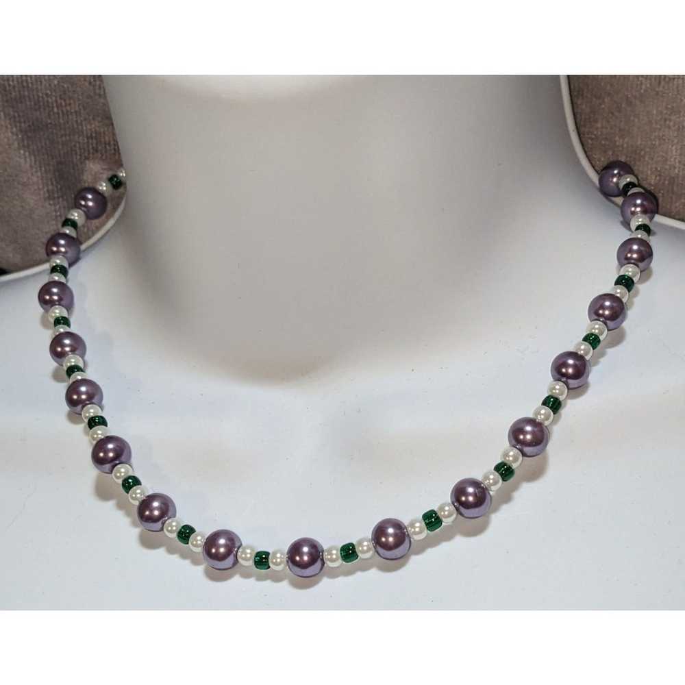 Other Purple White And Green Pearl Necklace - image 4