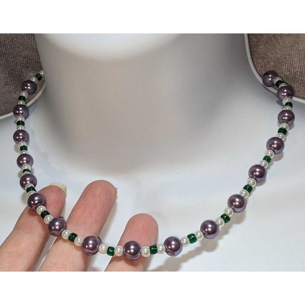 Other Purple White And Green Pearl Necklace - image 5