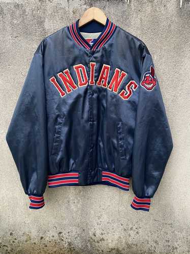 Popular Cleveland Usa Varsity Jacket Medium Vintage Cleveland Baseball Team Mlb Blue Bomber Jacket Cleveland American Hip Hop Coat Size M