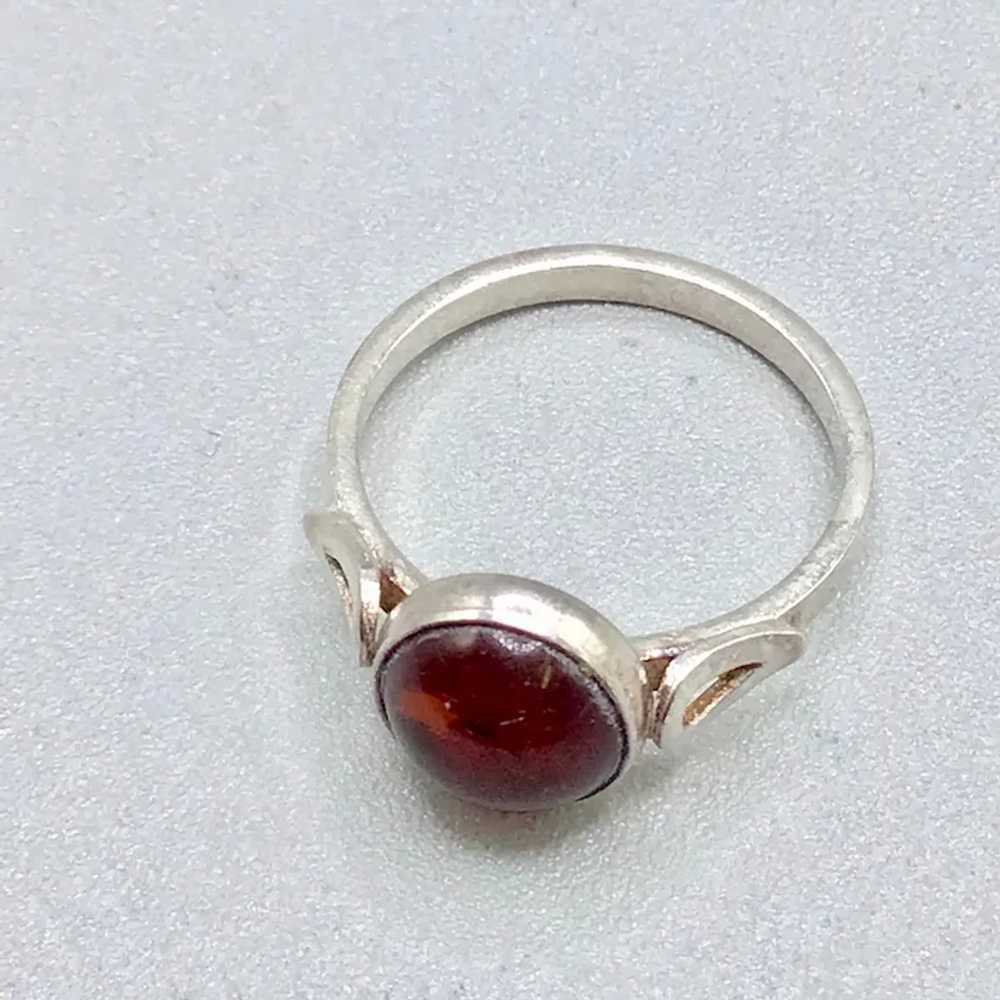 Sterling Silver & Amber Ring Small Dainty Size 4.… - image 5