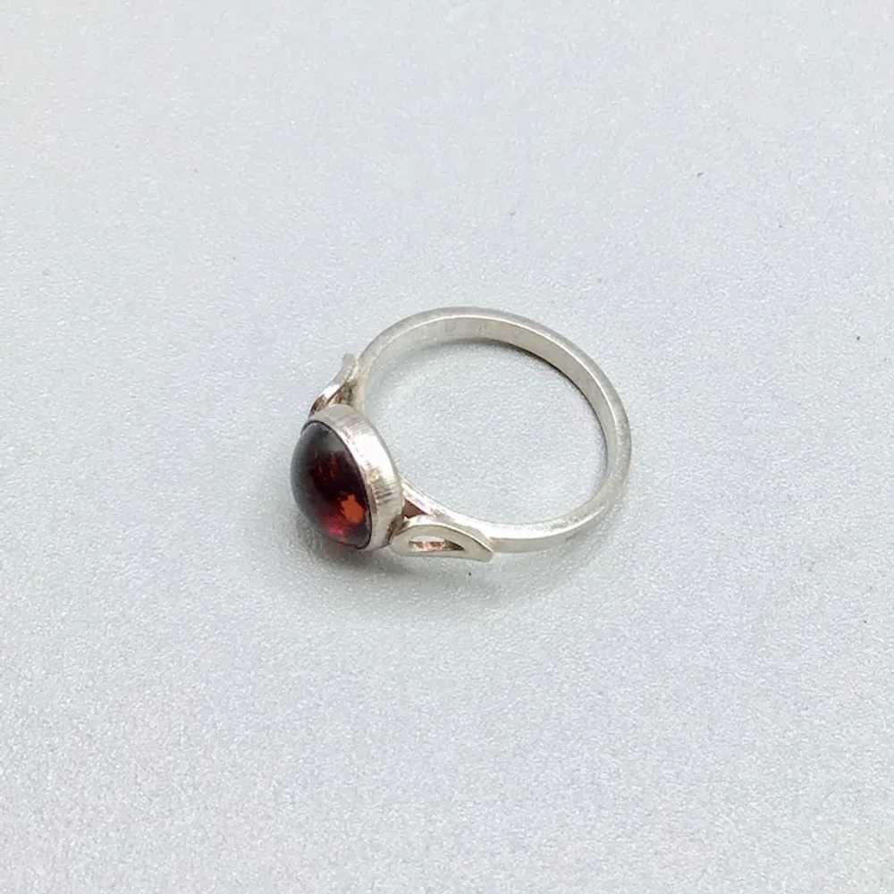 Sterling Silver & Amber Ring Small Dainty Size 4.… - image 6