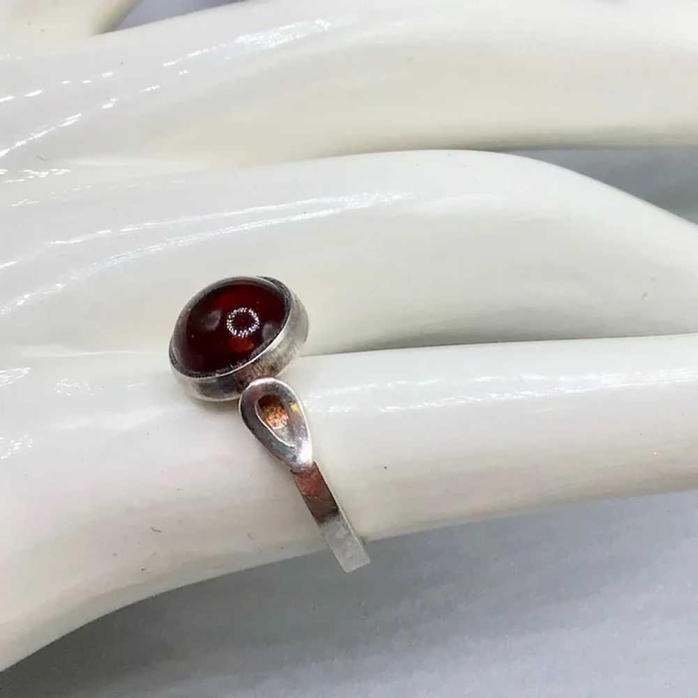 Sterling Silver & Amber Ring Small Dainty Size 4.… - image 9