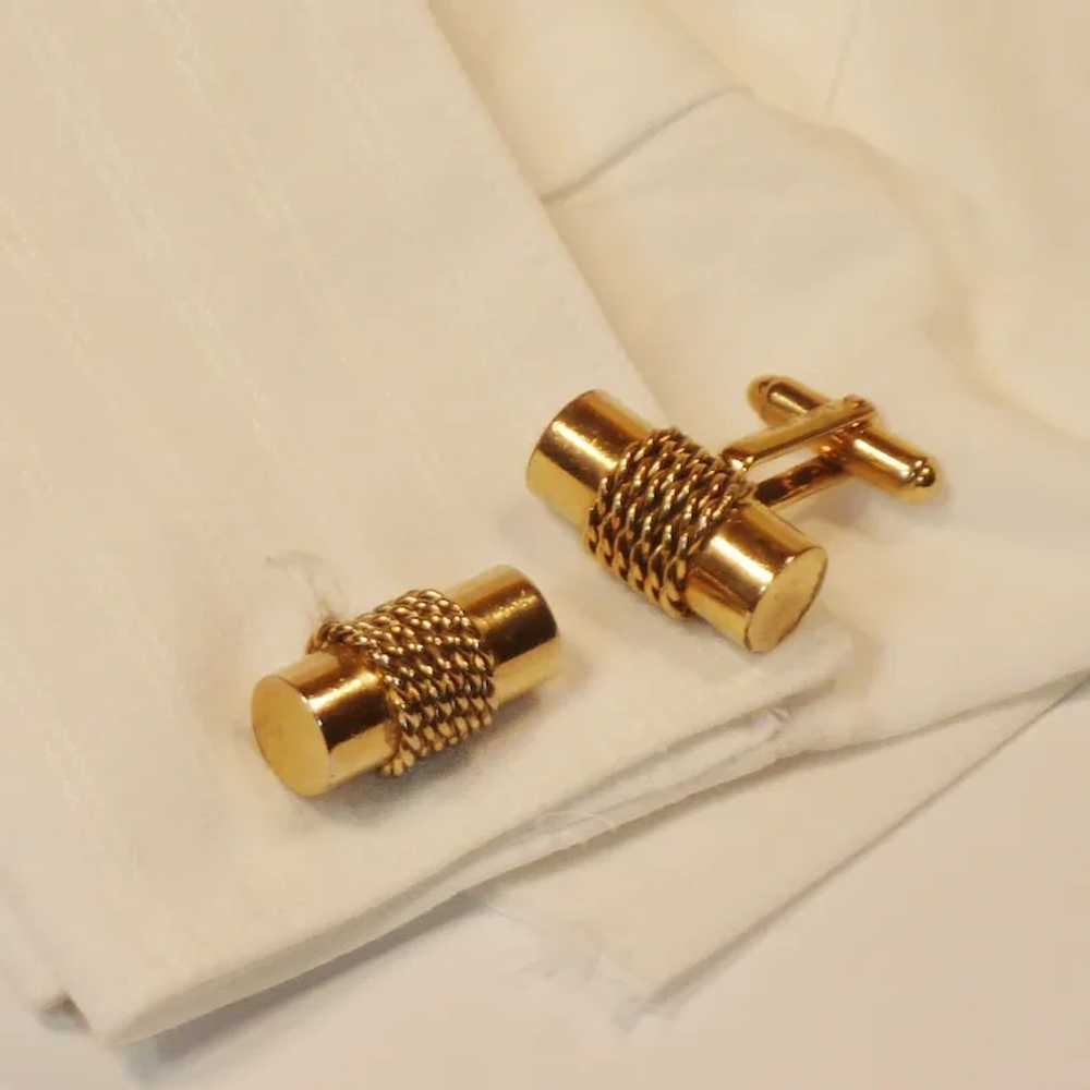 Simmons Gold Tone Cylinder Cufflinks Cuff Links - image 2