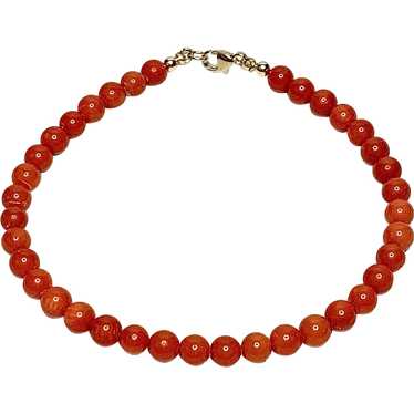 Genuine Red Coral and 14k Gold Bracelet - image 1