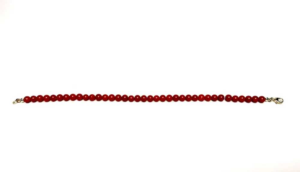 Genuine Red Coral and 14k Gold Bracelet - image 2