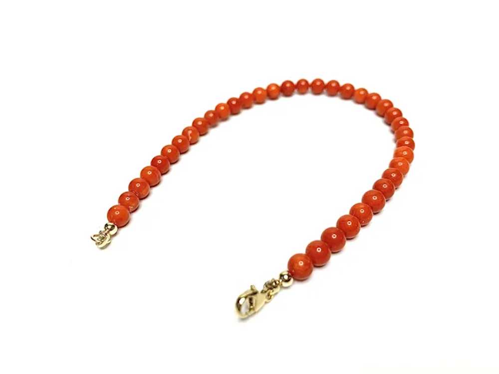 Genuine Red Coral and 14k Gold Bracelet - image 3