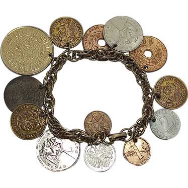 Vintage Coro Coins Charm Bracelet Circa 1960's - image 1