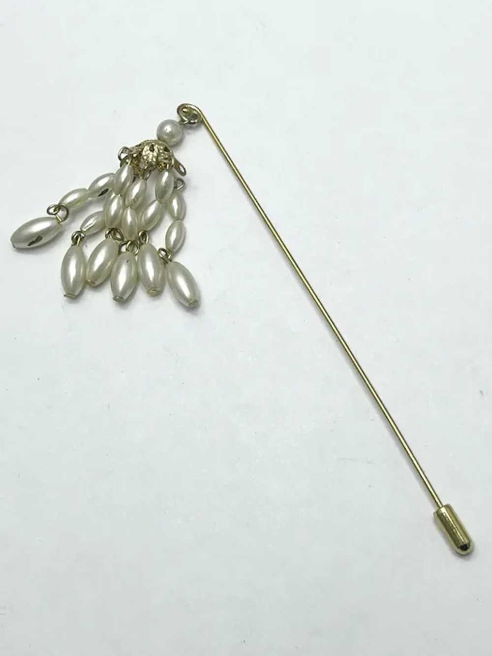 Vintage Pearl Tassel Hat Stick Pin - image 3