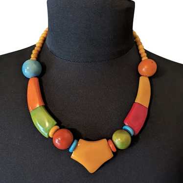 Art Deco Era Bakelite and Wood Necklace