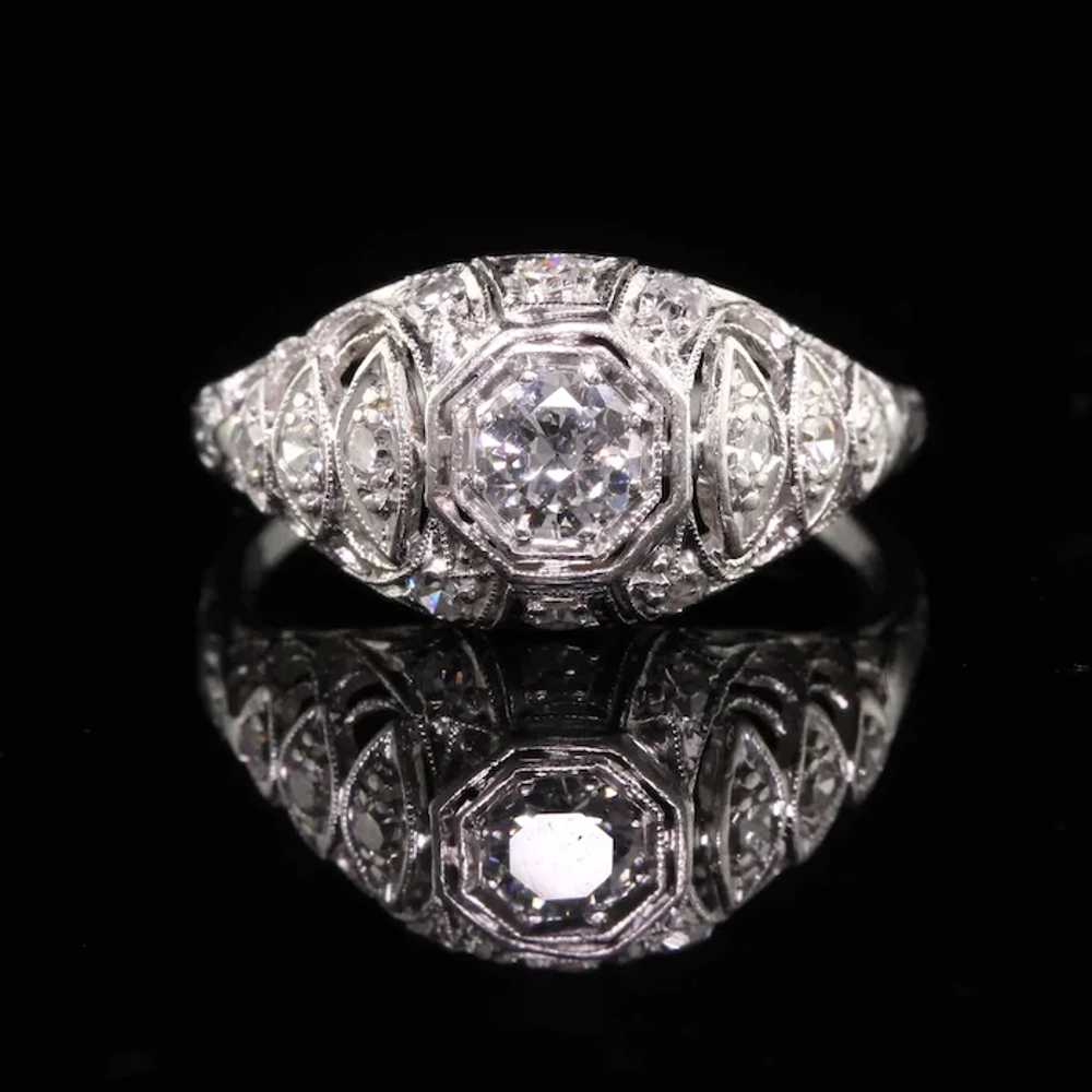 Antique Art Deco Platinum Old European Diamond Fi… - image 3