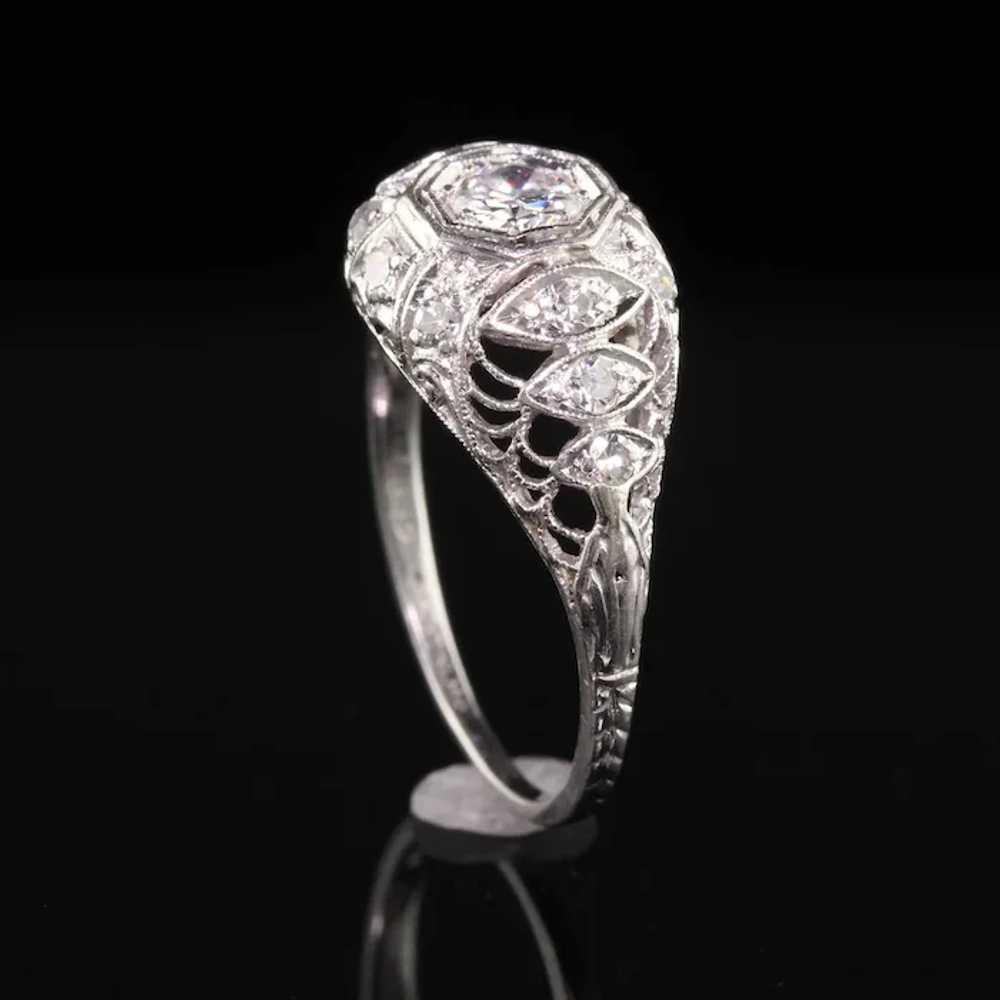 Antique Art Deco Platinum Old European Diamond Fi… - image 5