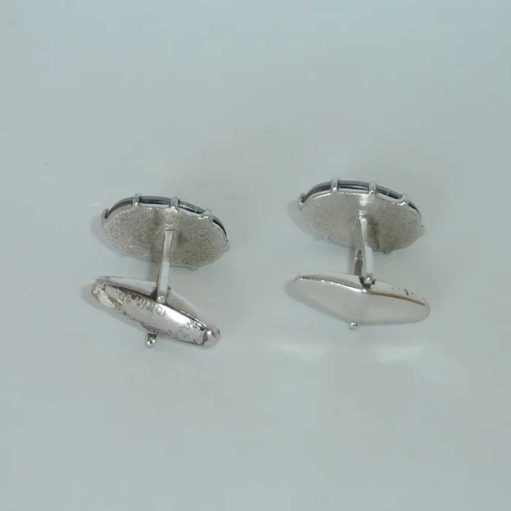 Sterling Silver Black Banded Agate Cufflinks - image 3