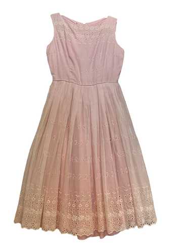 1950's Pink Eyelet Dress - image 1