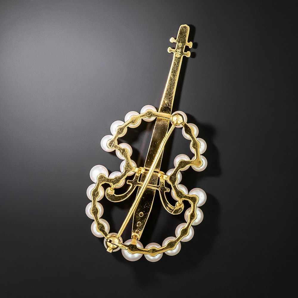 Mikimoto Pearl And Diamond Cello Brooch - image 2