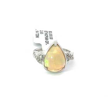 14K White Gold 3.95KT Teardrop Ethiopian Opal wit… - image 1