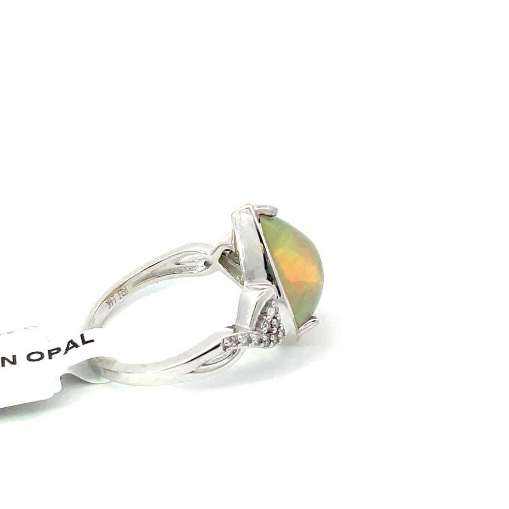 14K White Gold 3.95KT Teardrop Ethiopian Opal wit… - image 4