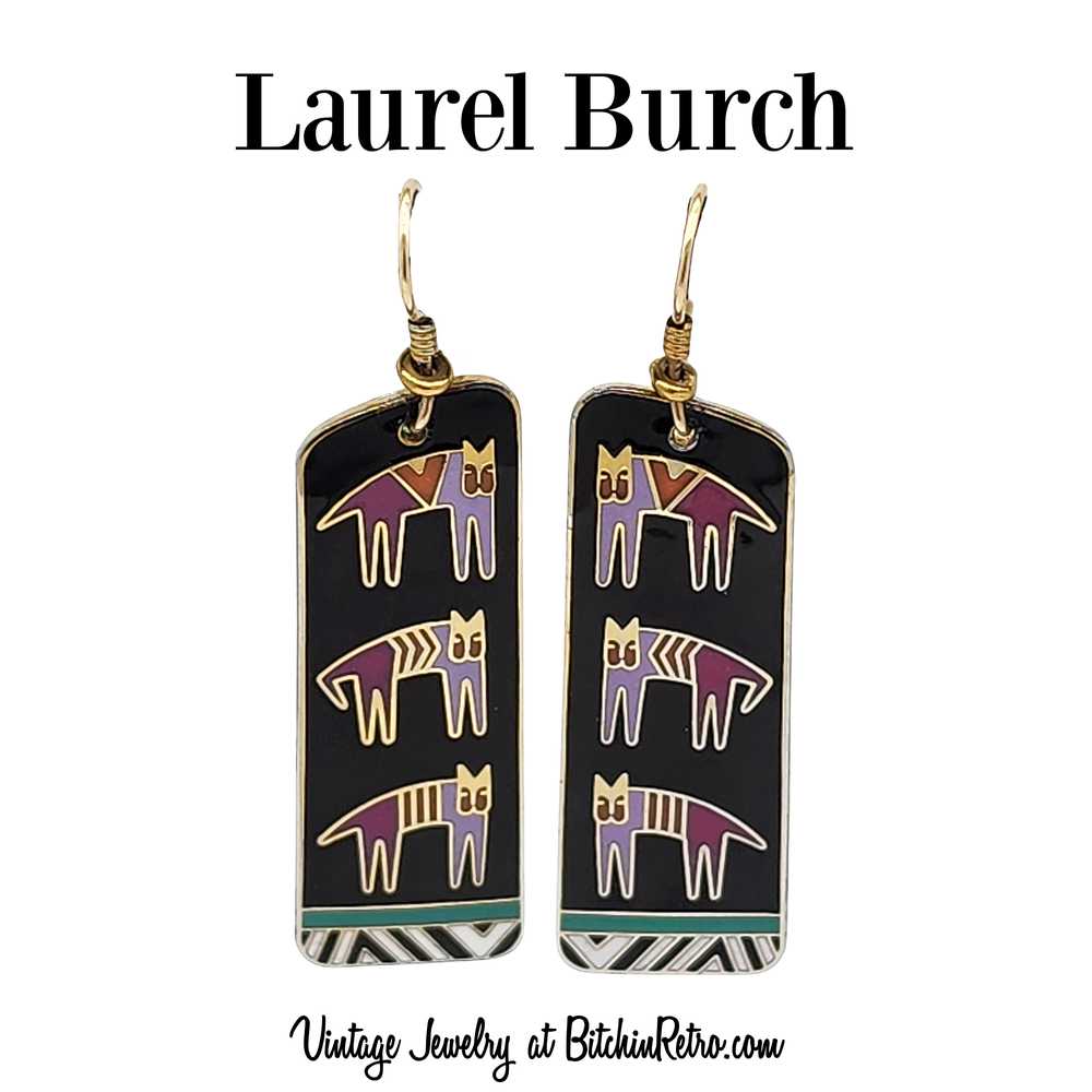 Vintage Laurel Burch "Hieroglyphic Cats" Earrings - image 2