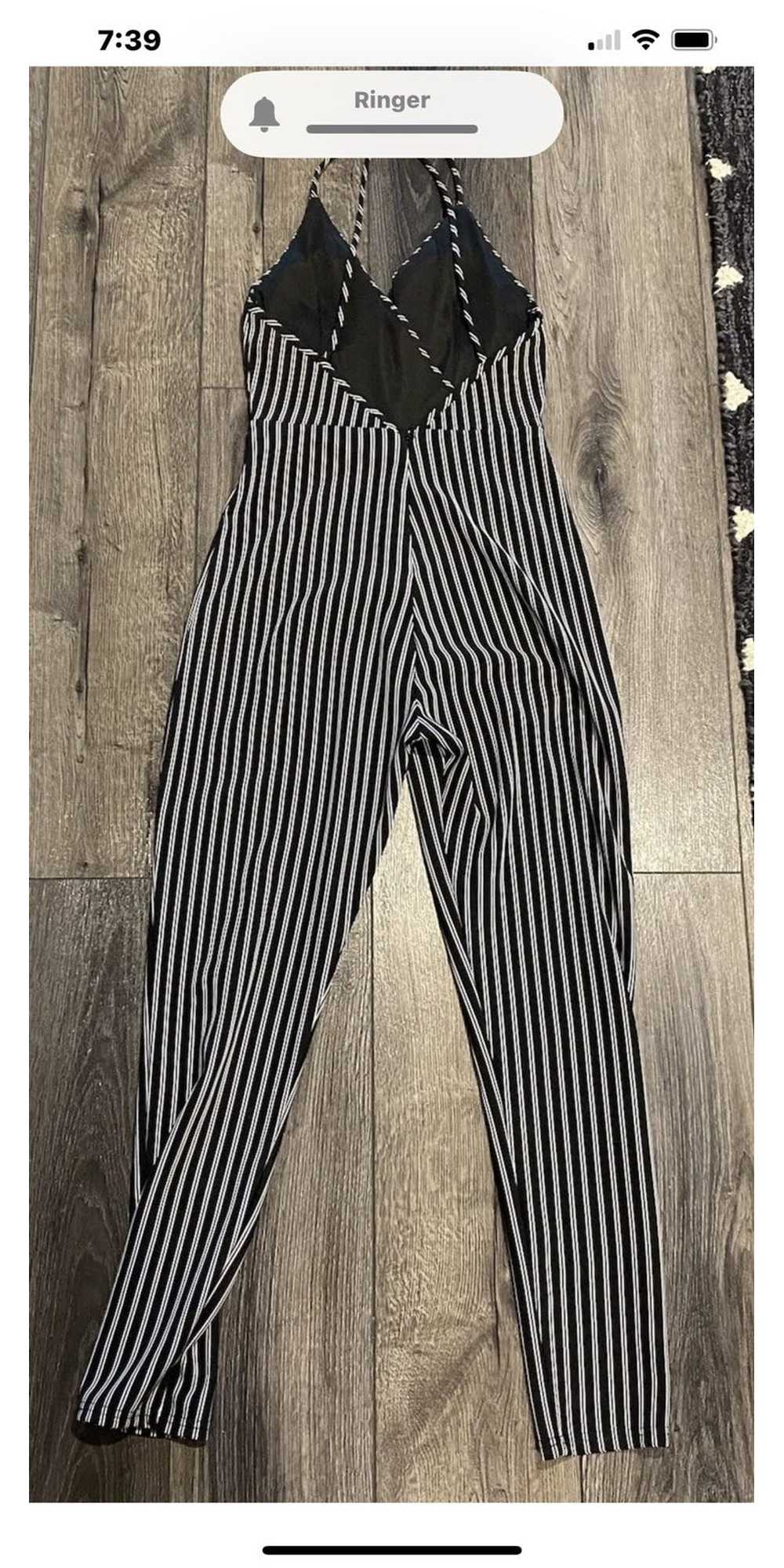 Other Black & White Striped Jumpsuit w/Spaghetti … - image 3