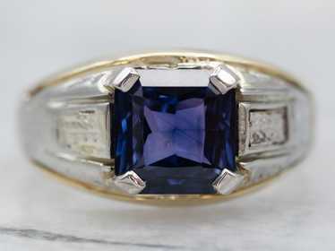 Mixed Metal Color Changing Sapphire Engagement Ri… - image 1