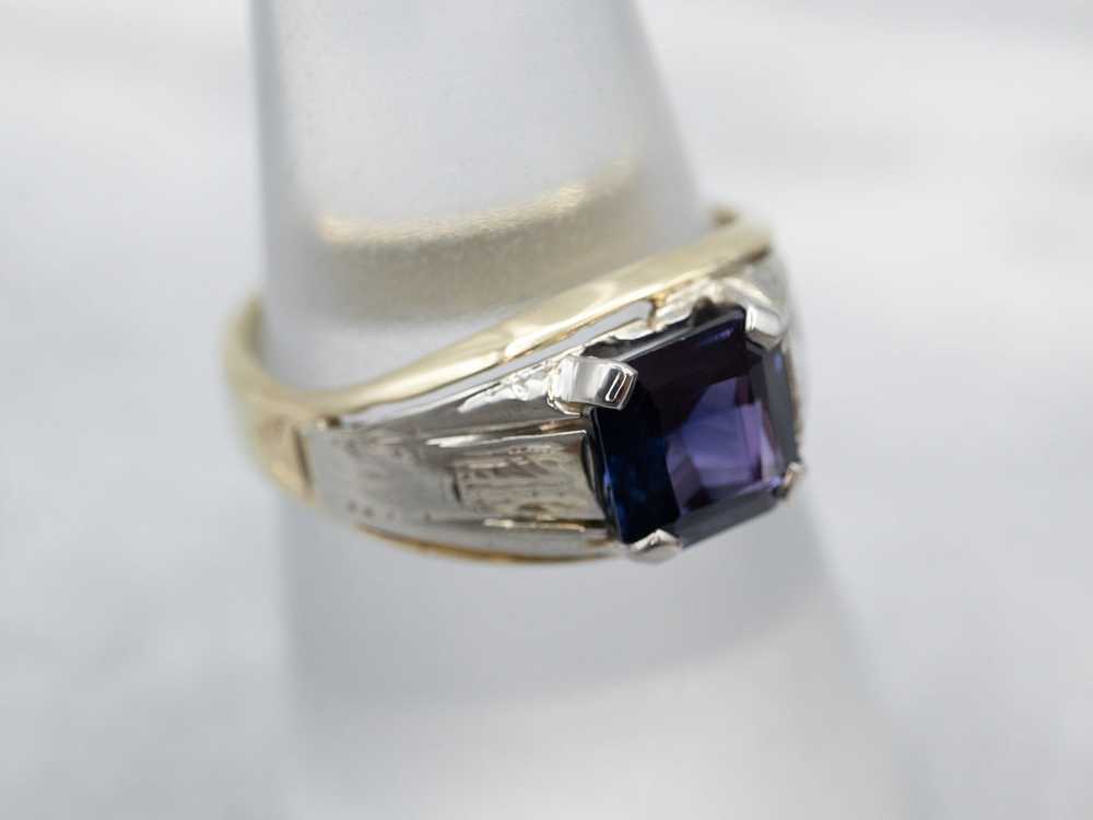 Mixed Metal Color Changing Sapphire Engagement Ri… - image 3