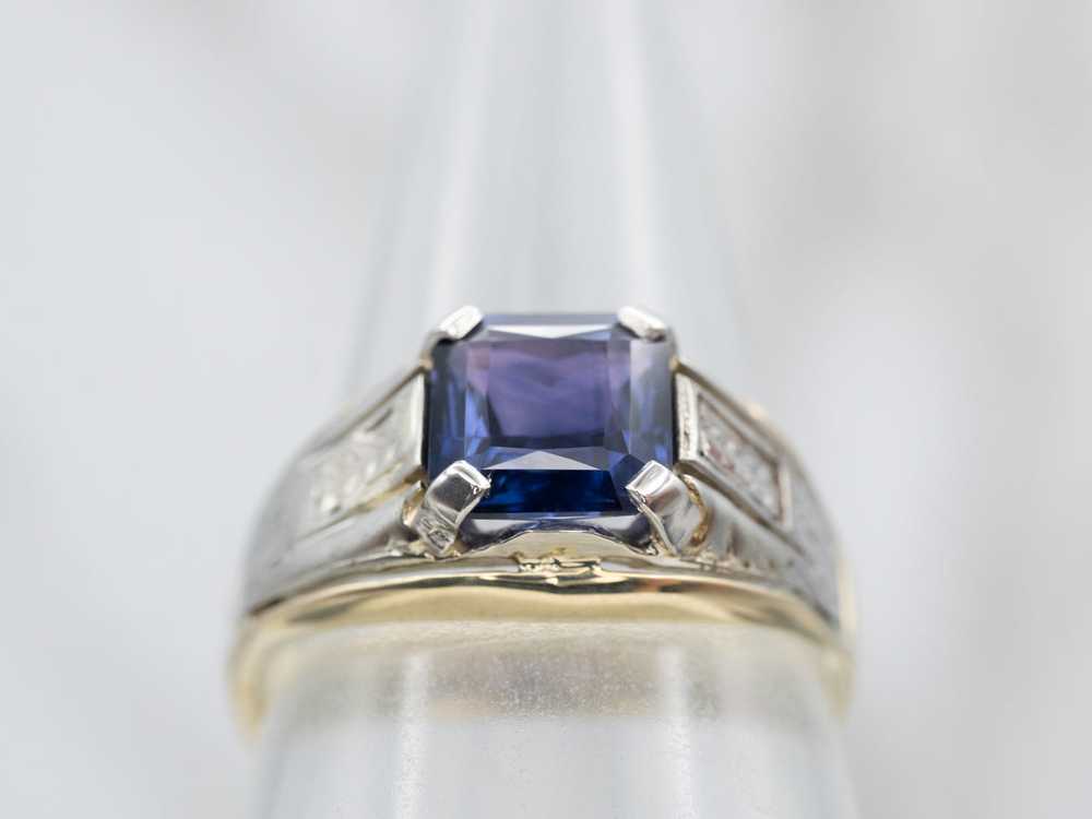 Mixed Metal Color Changing Sapphire Engagement Ri… - image 4