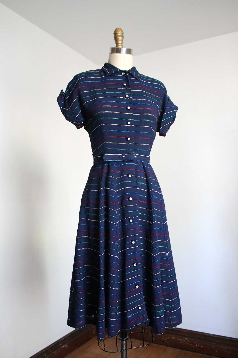 vintage 1940s 50s rainbow dress {xs} - image 1