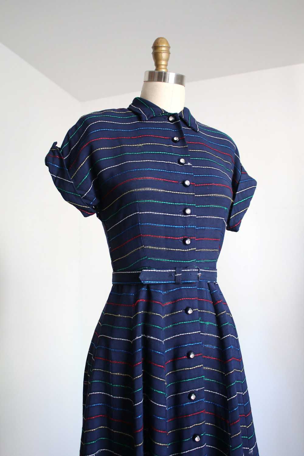 vintage 1940s 50s rainbow dress {xs} - image 2