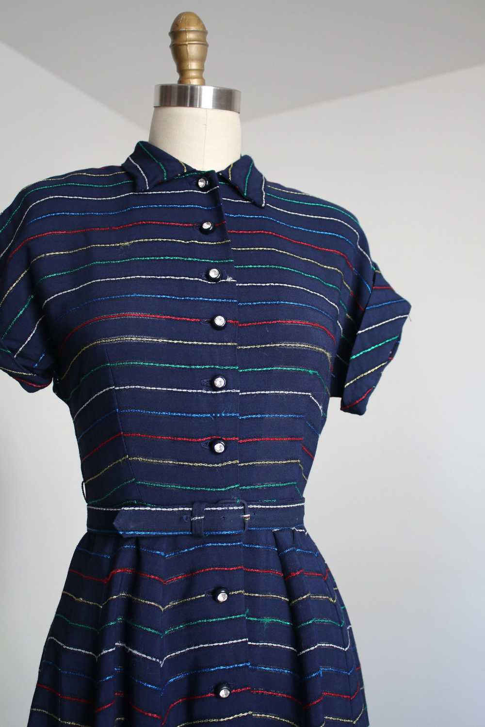 vintage 1940s 50s rainbow dress {xs} - image 3
