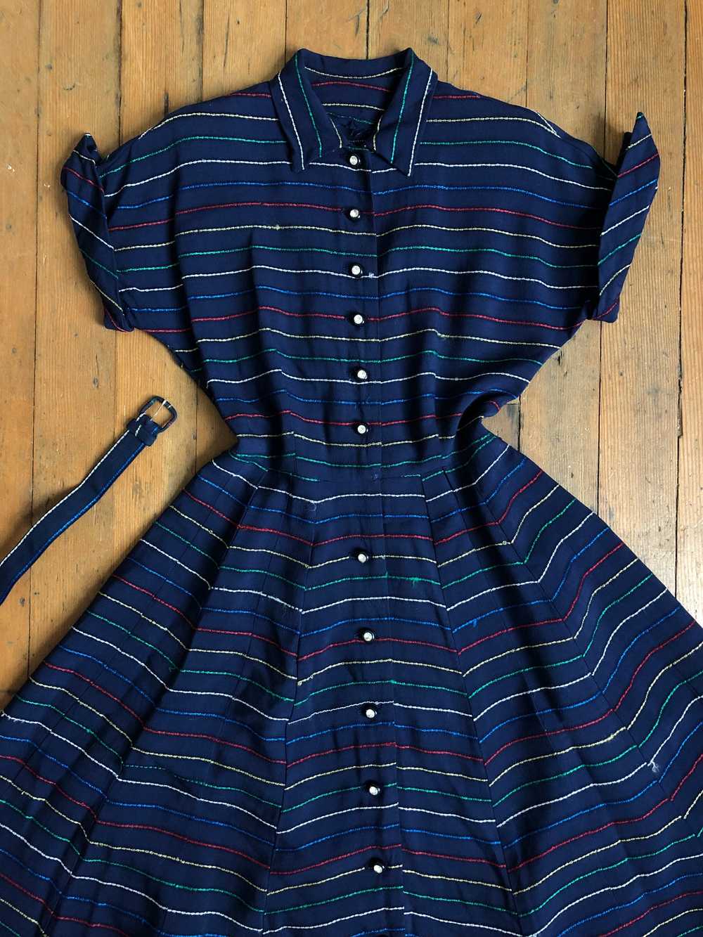 vintage 1940s 50s rainbow dress {xs} - image 6