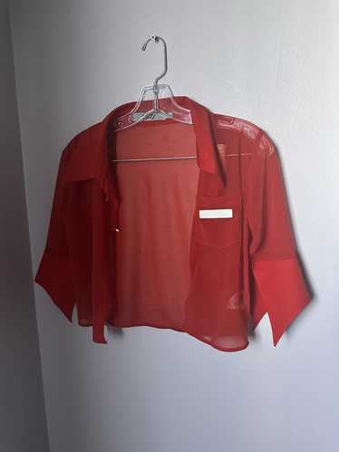 Other Ajai sheer red short sleeve clip top