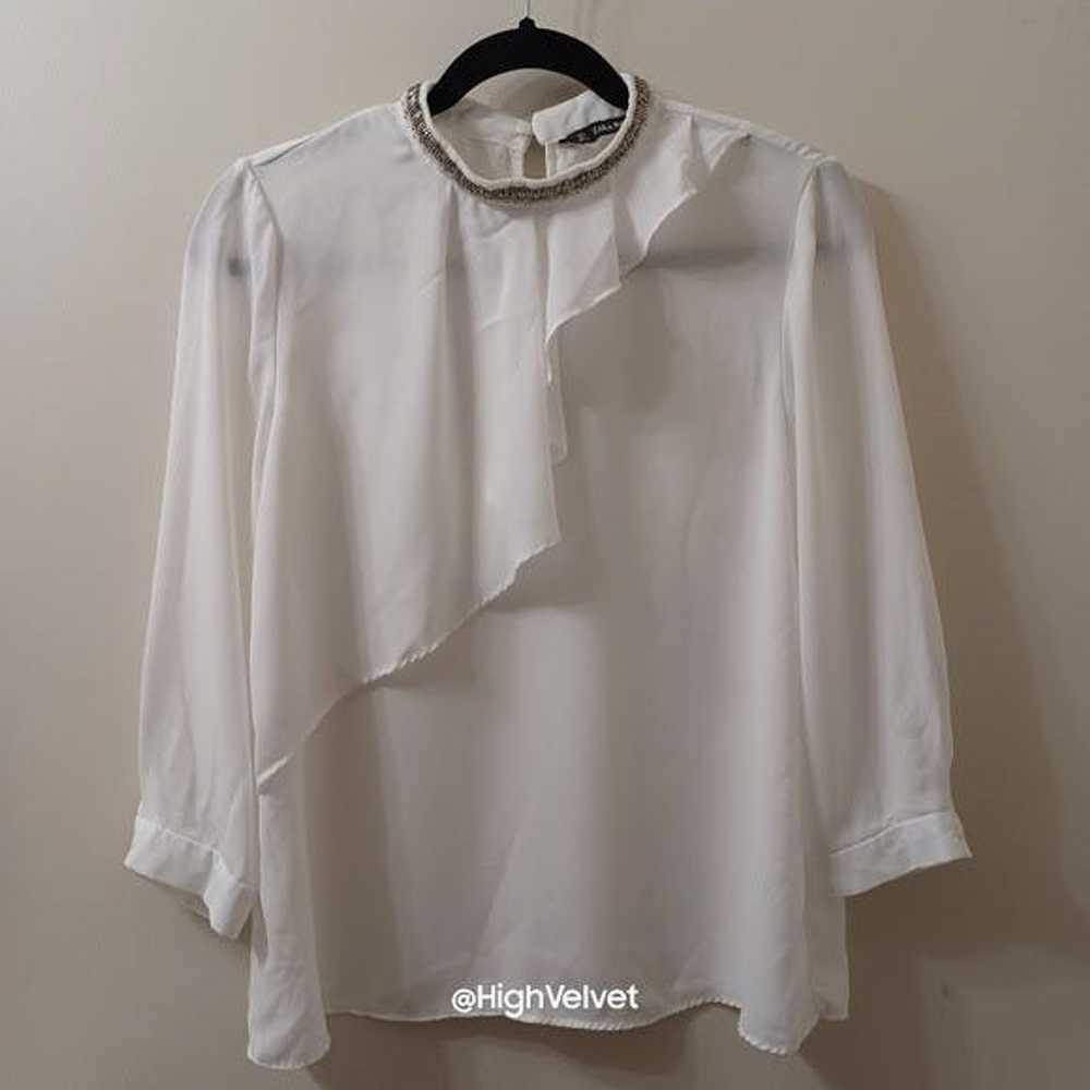 Zara ZARA Basic White Lightweight Blouse sz Small - image 1