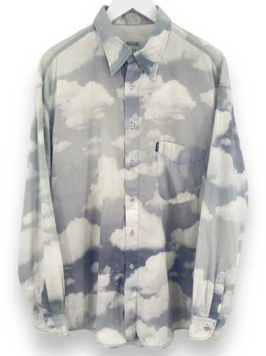 Moschino Vintage Gray Cloud Print Button Up Shirt