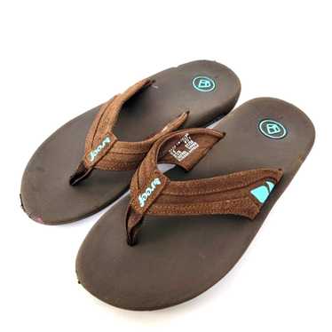 Reef Cushion Bounce Sol Flip Flops Thongs Sandals Womens Size 9 Hibiscus  Print