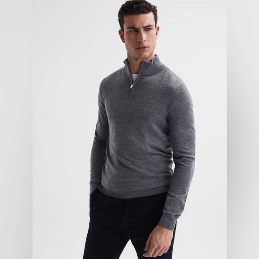 Reiss Reiss Blackhall Merino Wool Zip Neck Jumper… - image 1