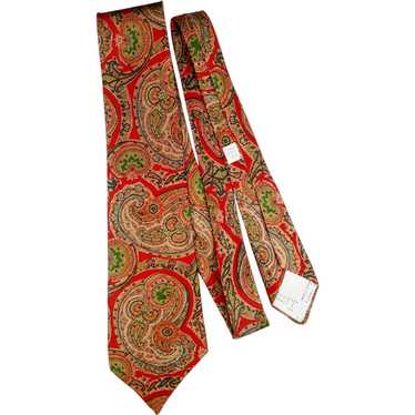 Vintage 1970s Liberty of London Red Silk Paisley … - image 1