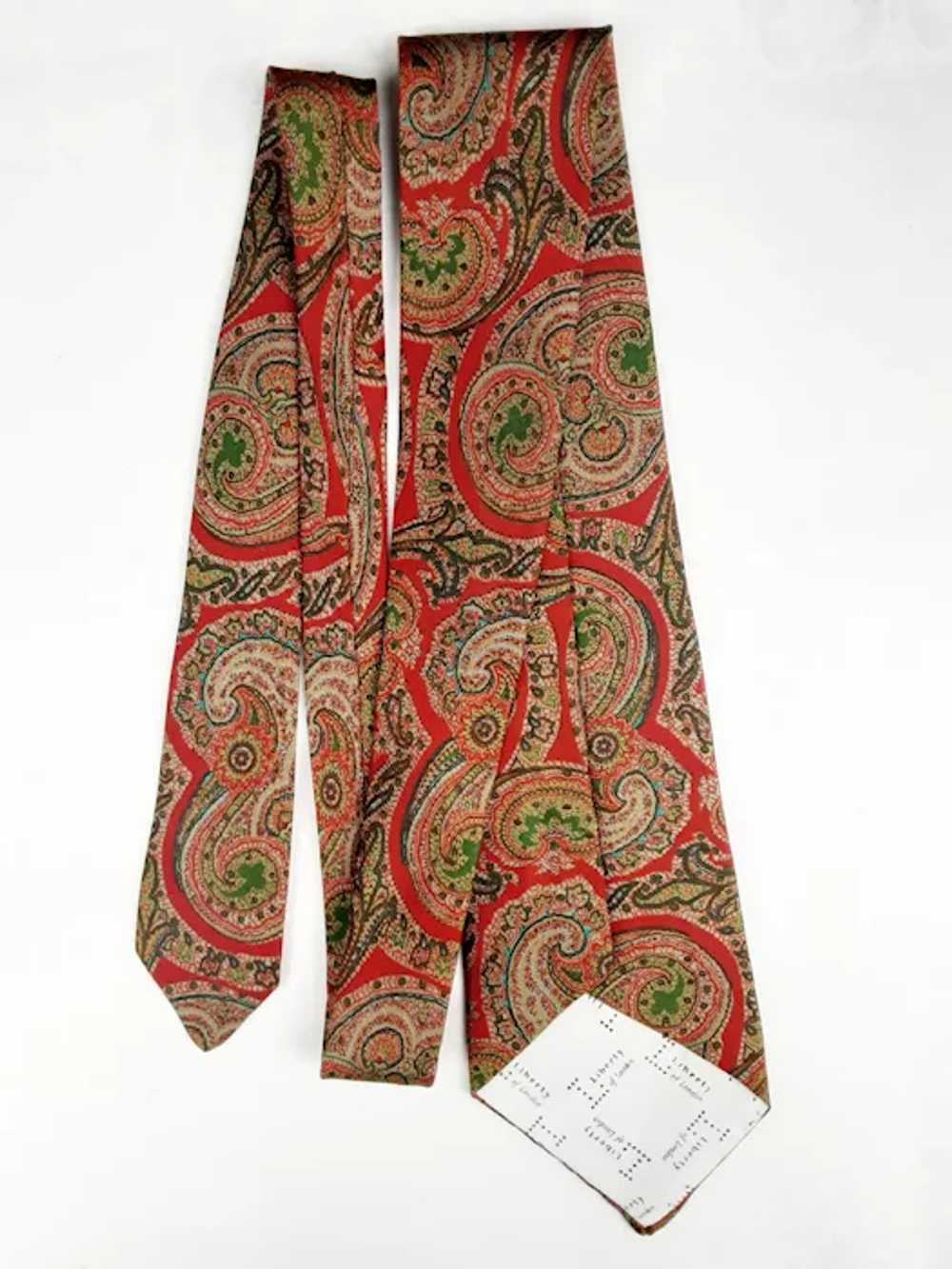 Vintage 1970s Liberty of London Red Silk Paisley … - image 2