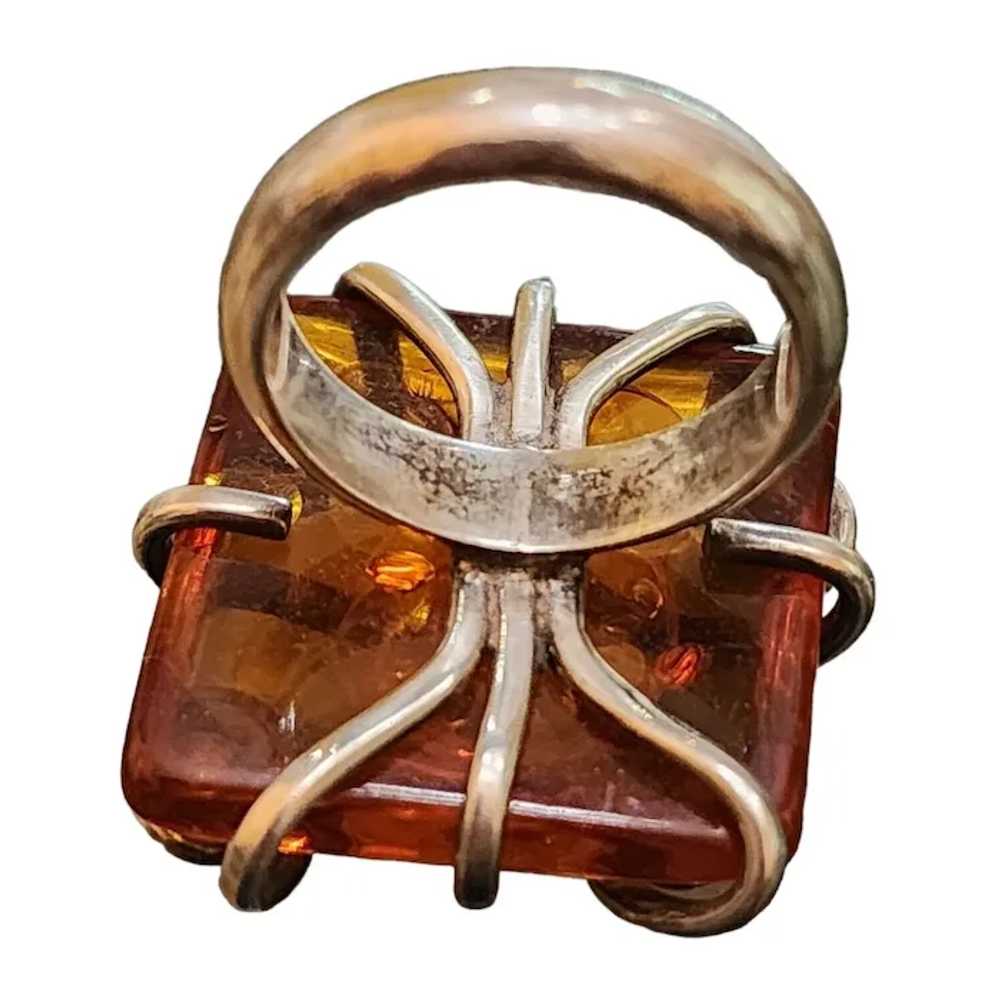 Vintage 925 Sterling & Amber Ring [A2052] - image 2