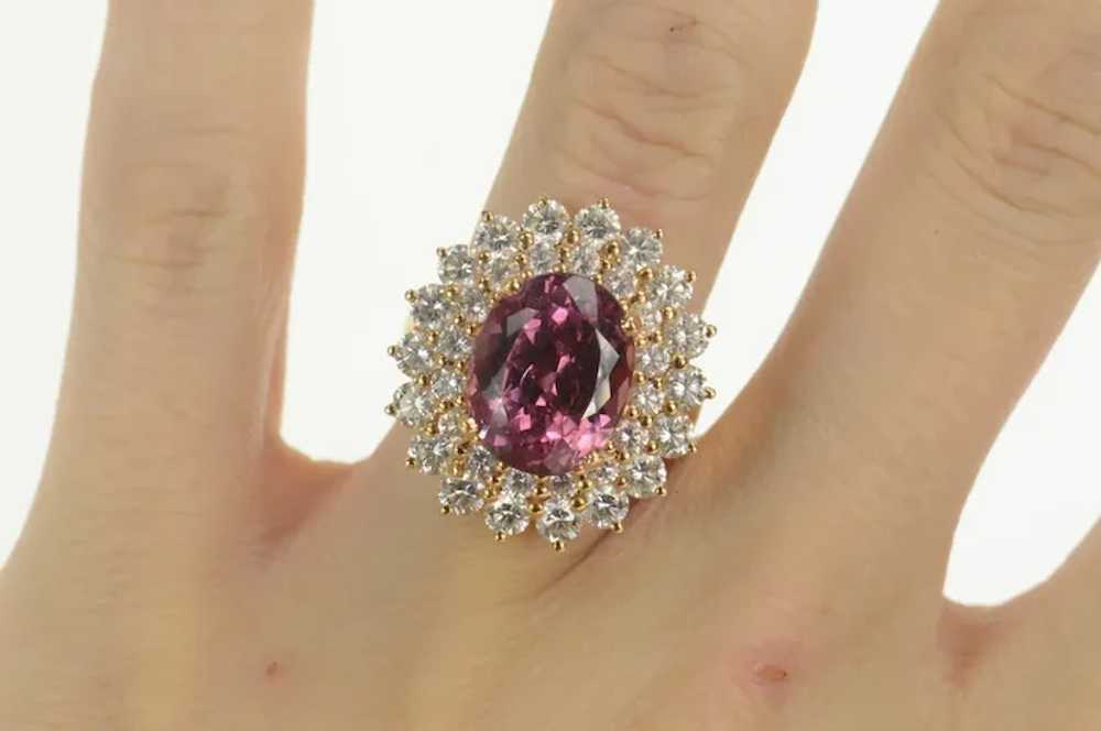 18K 12.26 Ctw Pink Spinel Diamond Halo Engagement… - image 5