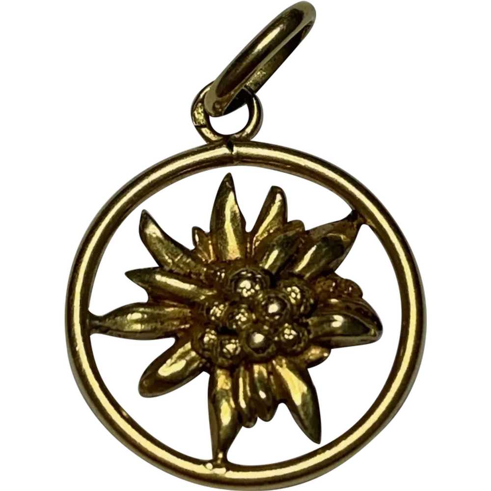 French 18 K gold Edelweiss flower Pendant - image 1