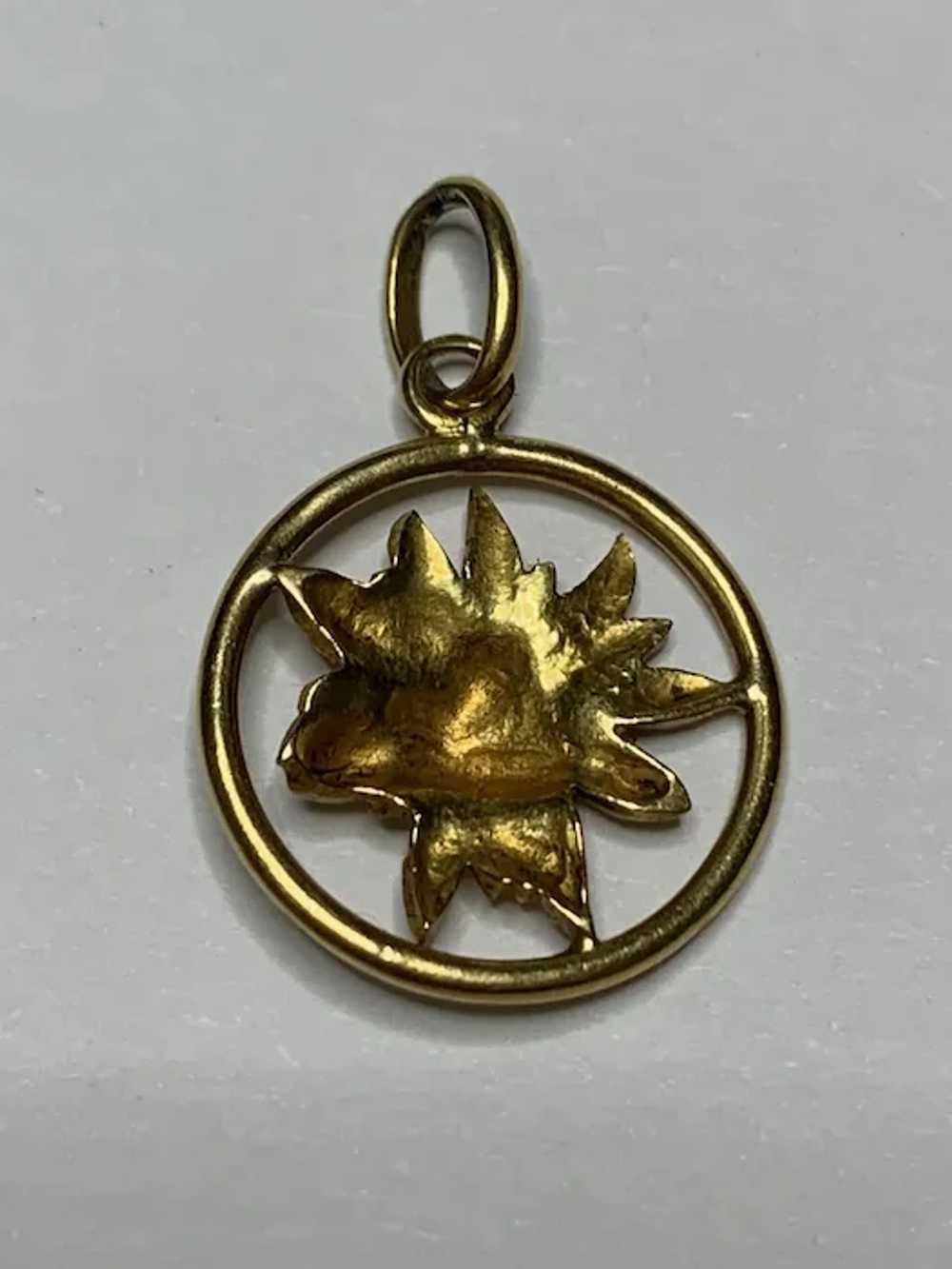 French 18 K gold Edelweiss flower Pendant - image 3