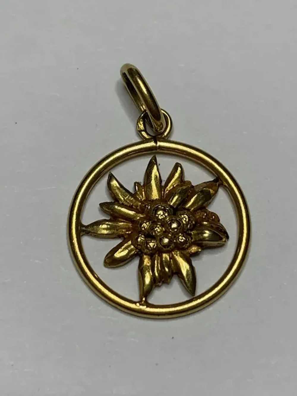 French 18 K gold Edelweiss flower Pendant - image 4
